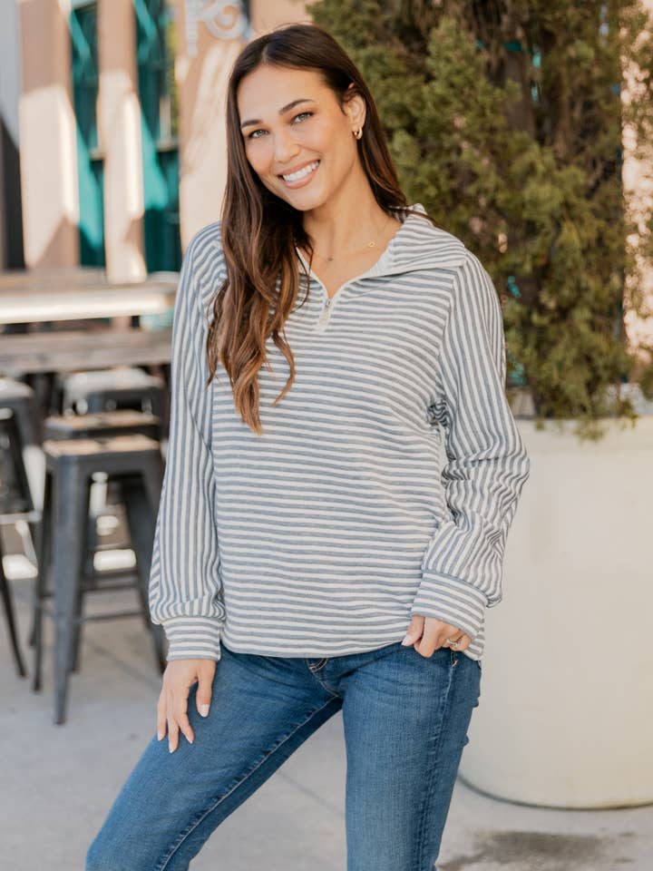 Tickled Teal - Wholesale Sweatshirt - Women's - Ribbed Texture Quarter Zip Pullover25