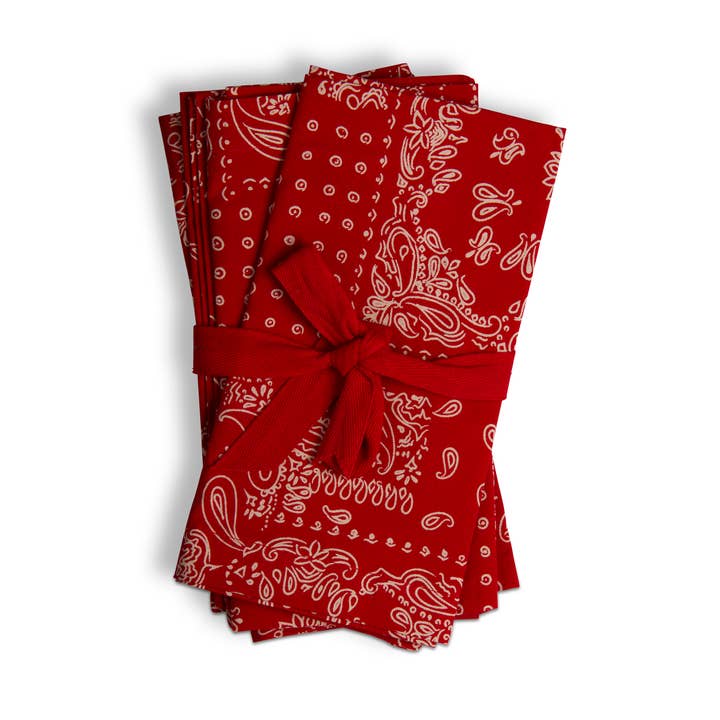 tag - Wholesale Dinner & Cloth Napkin - Bandana Napkin Set of 4 Red Cotton Summer0