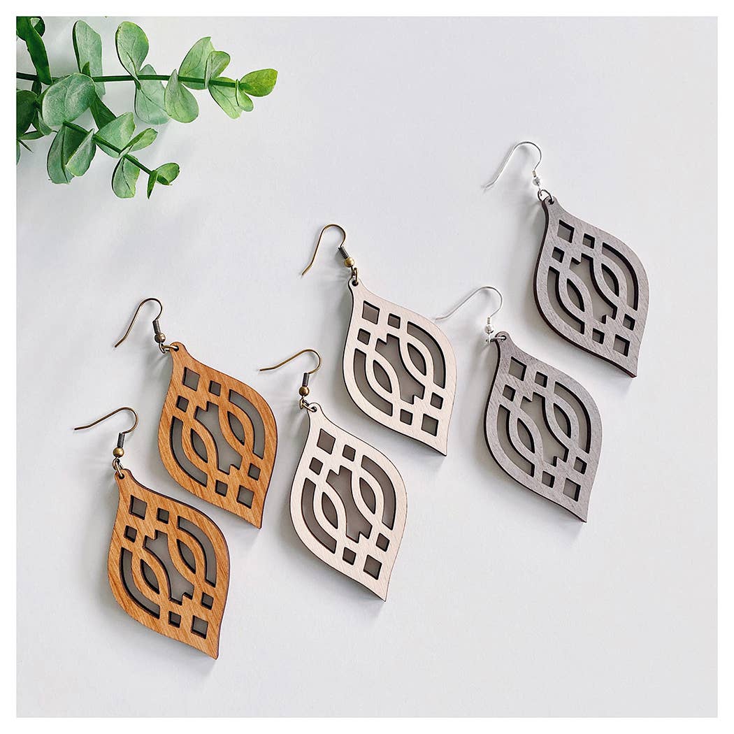 Emerald and Clay - Wholesale Dangle Earrings - Wood Earrings - Trellis3