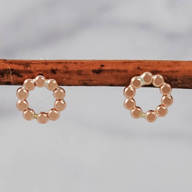 Extra Small Beaded Circle Stud Earrings - gold-filled for wholesale by Cameron Kruse Designs
