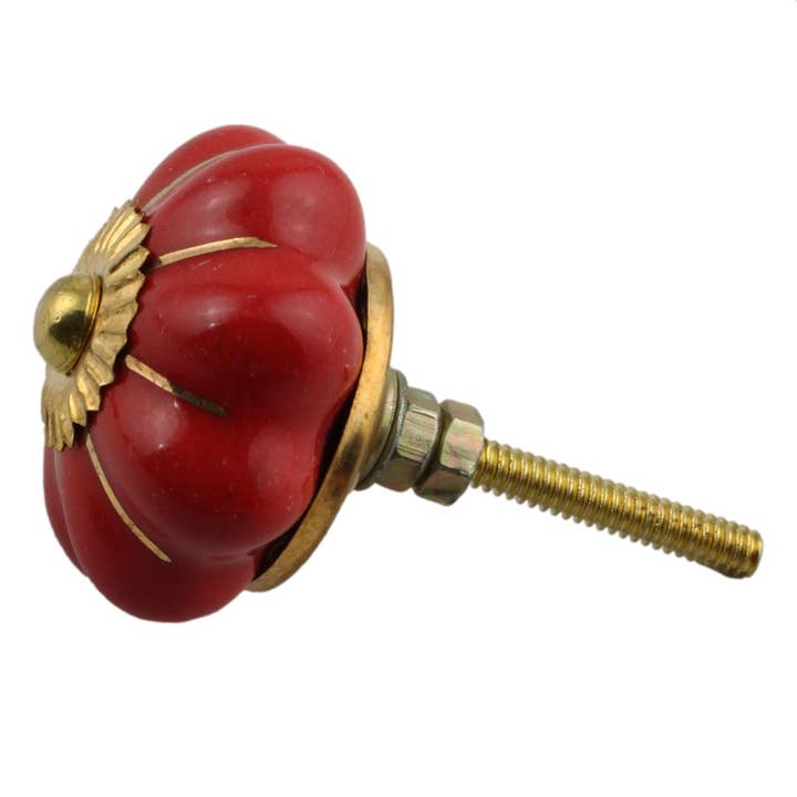 Tribal Trade GmbH - Wholesale Knob/Pull - Shabby chic rosette monochrome red ceramic furniture knob