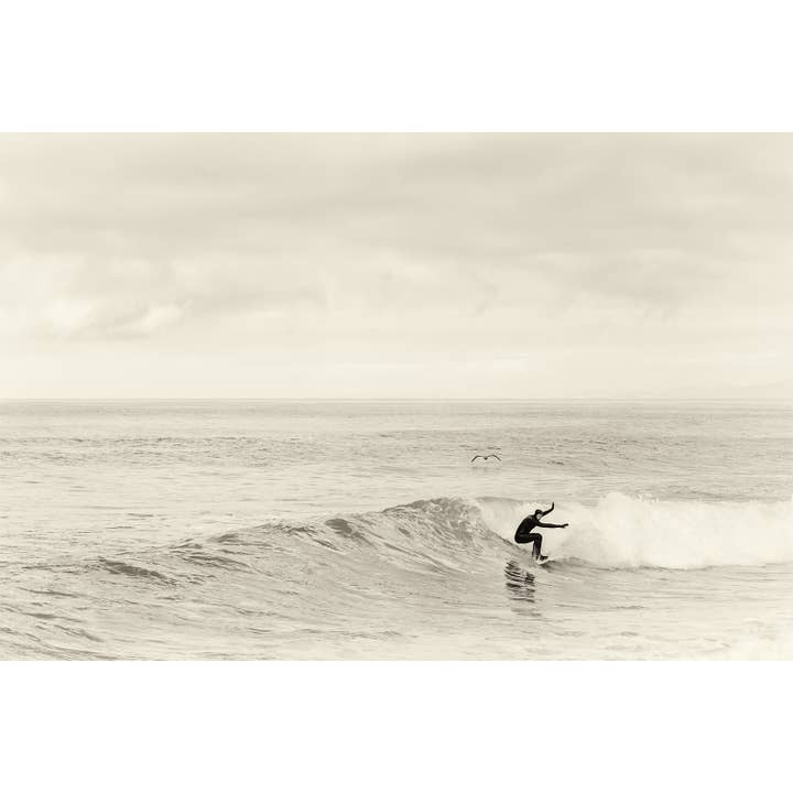Surfing California Print: Minimalist, Neutral Coastal Art for wholesale by Brooke T Ryan Photographic Art