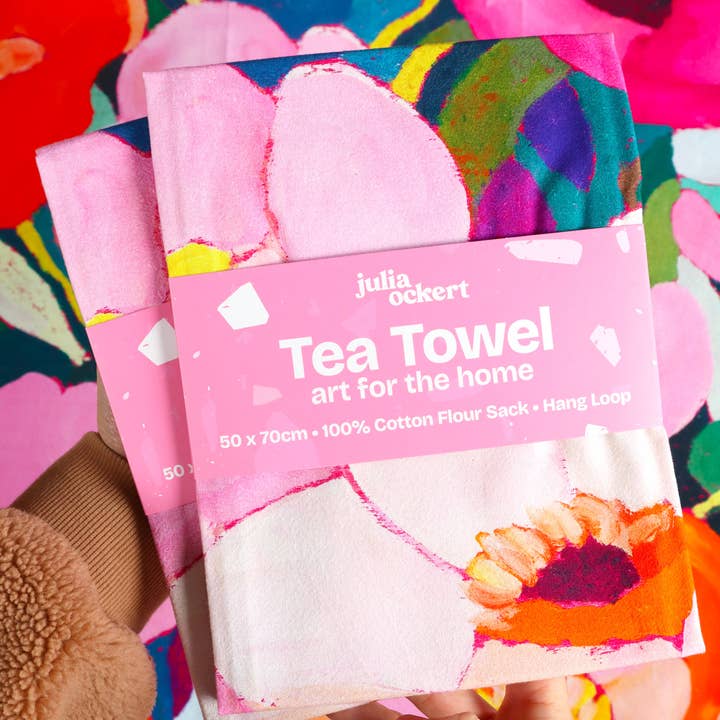 Julia Ockert - Wholesale Tea Towel - Flowerverse Tea Towel - Dopamine Decor - Original Floral Art5