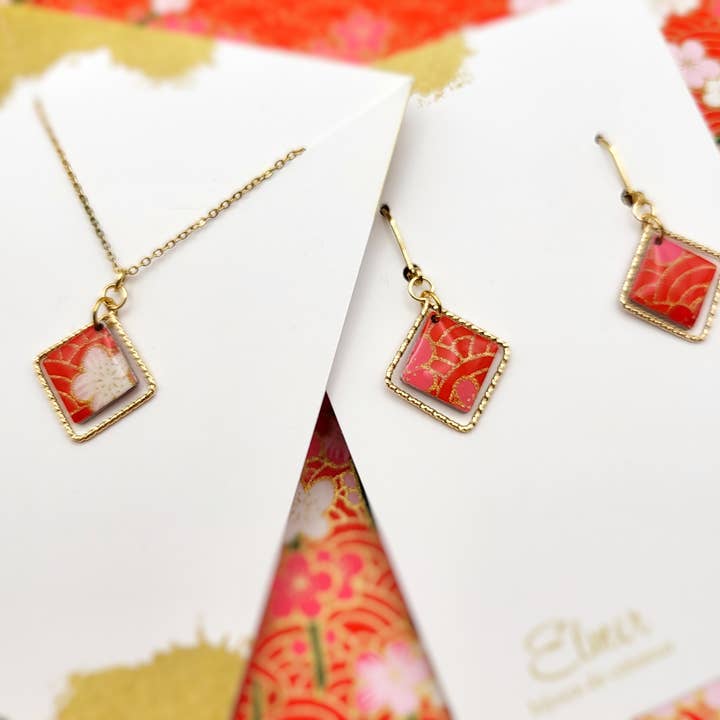 MISAN-Set/kurze Halskette+kleine Ohrringe/3 Farben für den Großhandel von Elmer