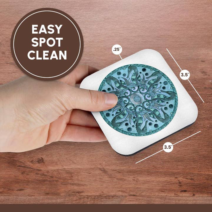 3dRose - Wholesale Coasters - 3dRose, Glamorous Sea Horse Mandala In Shades Of Blue, Coaster13