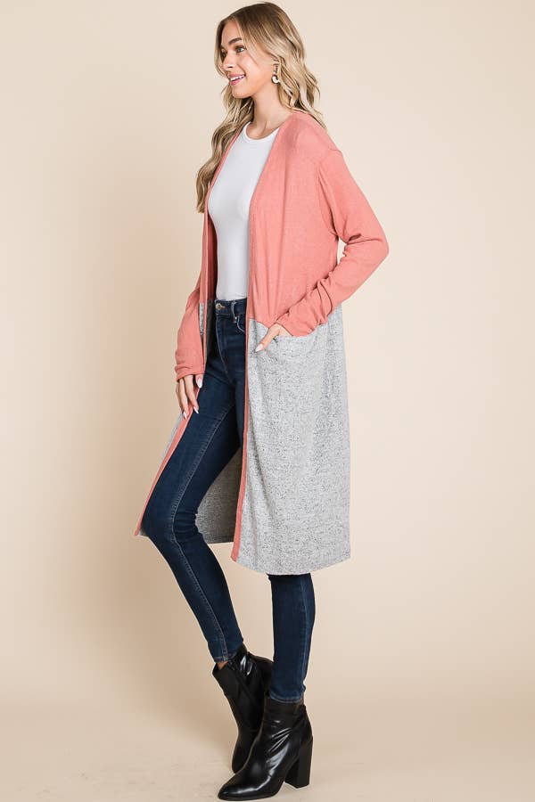 Culture Code – Engroshandel Cardigan - Dame – CHD1348LA - FARVEBLOK HALV DUSTER2