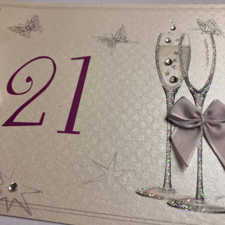 White Cotton Cards - Wholesale Photo Album - Birthday Gifts - Silver Flutes with Purple (FLB)