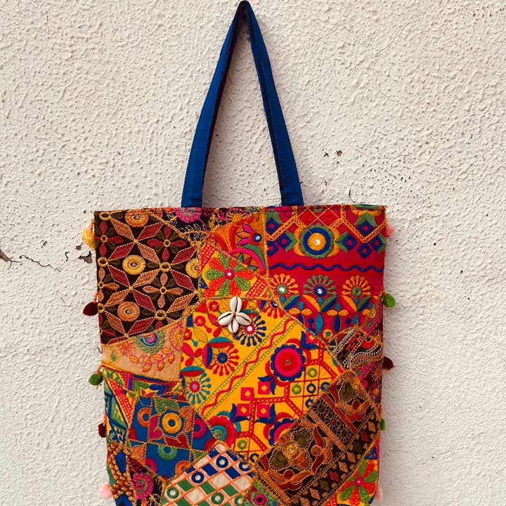 Meghcraft – Engroshandel Tote bag - Dame – Indisk broderet patchworktaske kvindetaske boho-tasker1