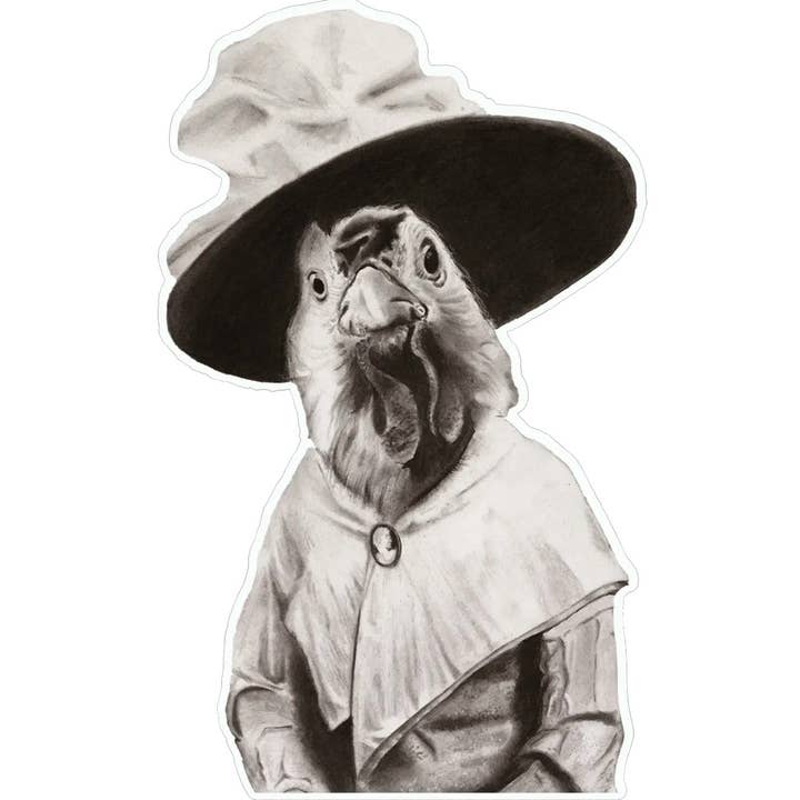 Kycklingklistermärke. Djurkonst i viktoriansk stil med blyertspenna för wholesale av Keith Harrop - Pencil Art