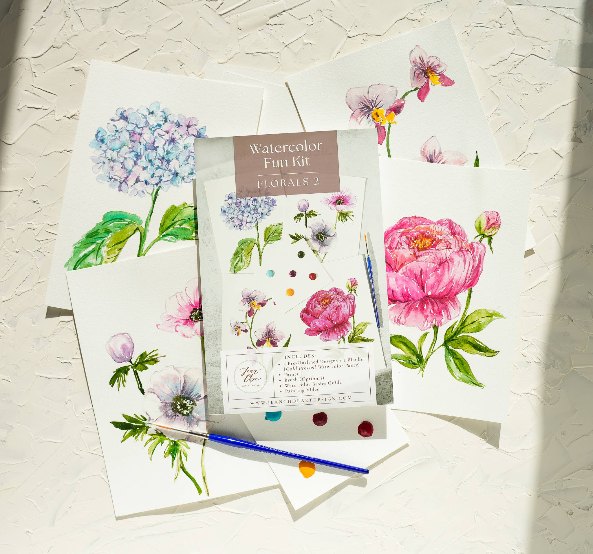 Jean Choe Art & Design - Wholesale DIY Craft Kit - Florals 2 Watercolor Painting Kit: DIY Art Kit for Beginners9