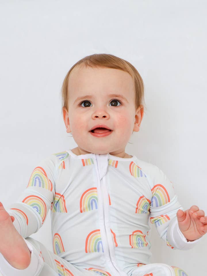 Rainbow Baby Romper for wholesale by Sleepy Ducks