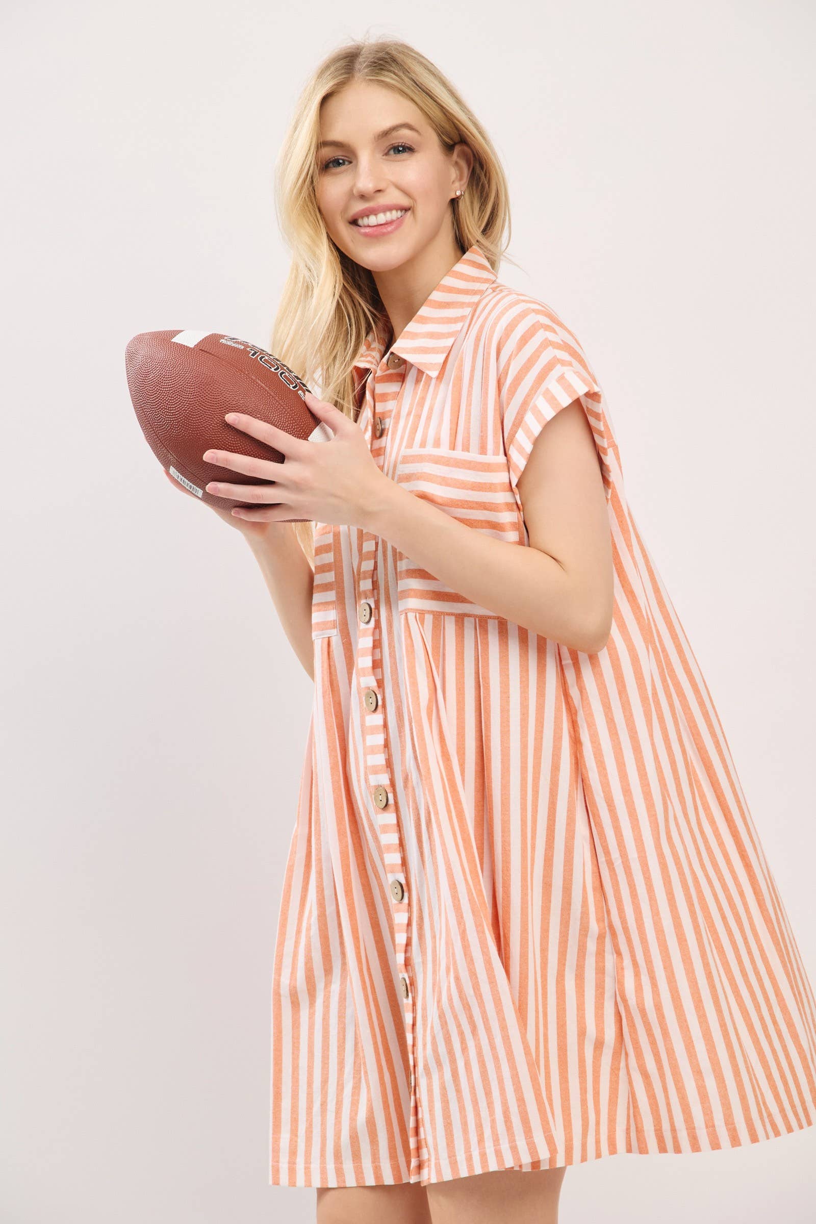 Sewn and Seen - Vente Robe – femme - ROBE TUNIQUE À RAYURES EN COTON AVEC BOUTONS18