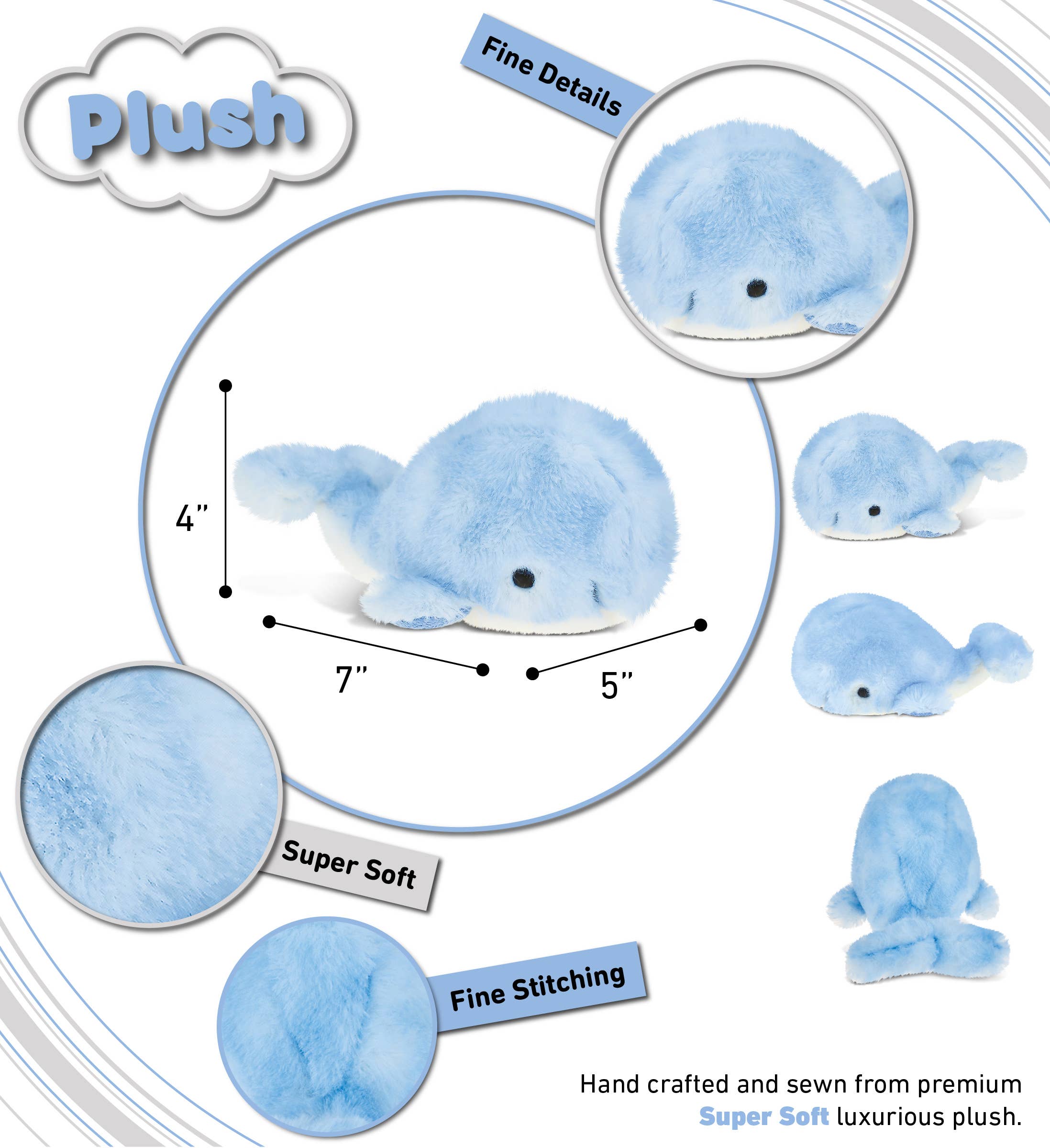 Cota Global - Wholesale Stuffed/Plush Toy - Kids & Baby - Super Soft Plush - Blue Whale2