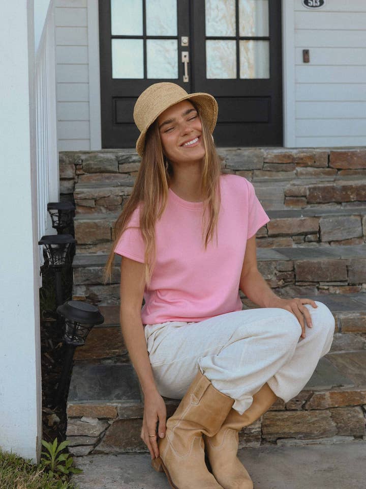 IST1329 Grace Asymmetrical Top Pink for wholesale by If She Loves