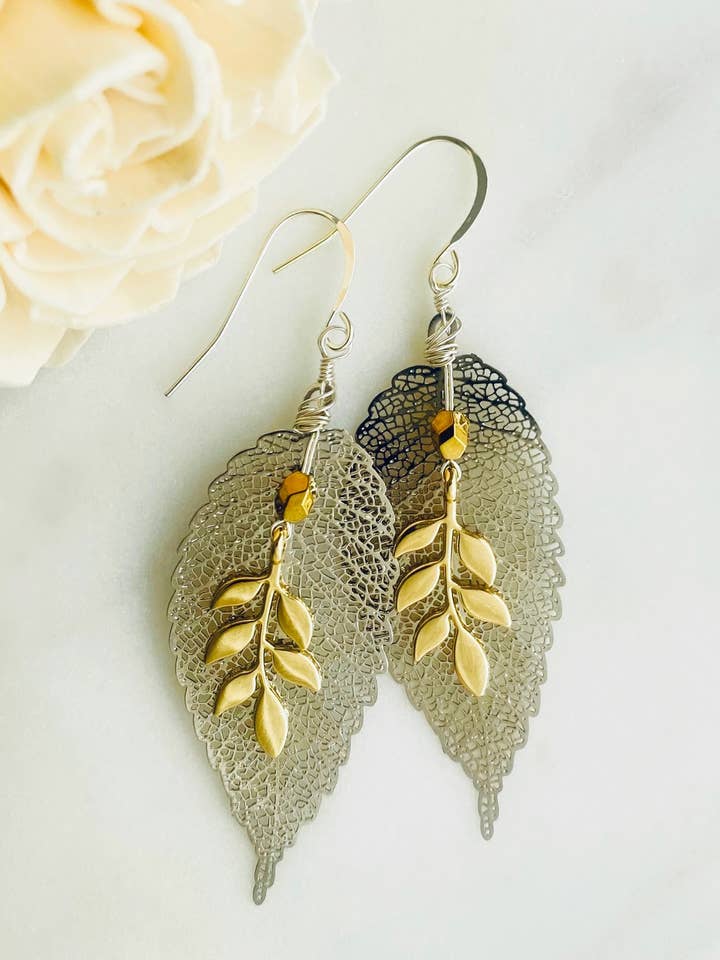 Silver Leaf Breeze Earrings for wholesale by Dajana Design