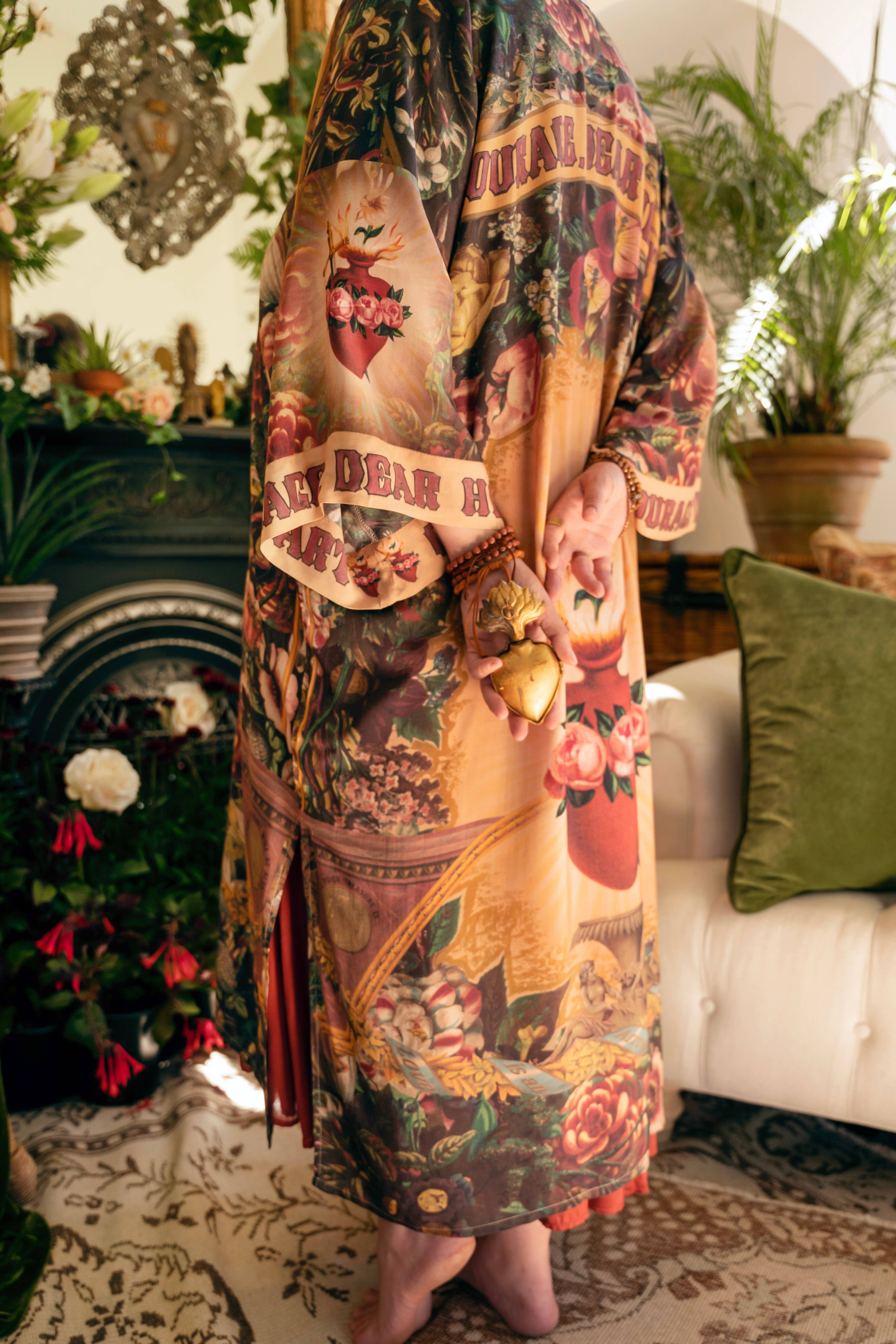Market of Stars (USA) - Wholesale Kimono - Women's - Courage Dear Heart Opera Duster Kimono Robe w/ Sacred Heart5