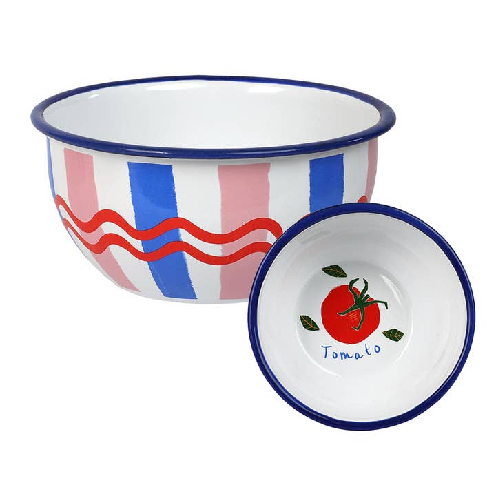 Talking Tables UK – wholesale Bowl – Colourful Stripe Enamel Bowl | 16cm | Spring | Summer |