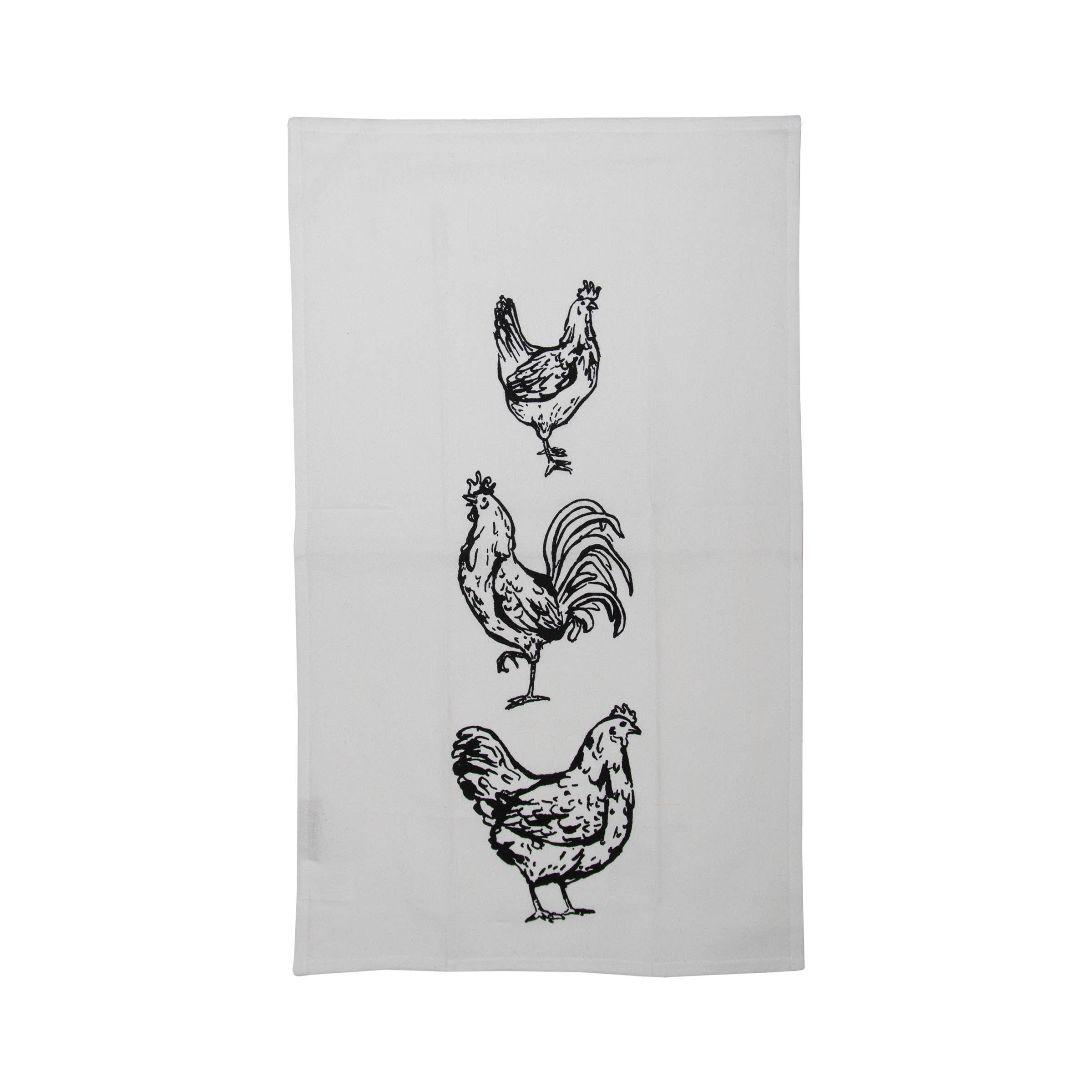 Foreside Home & Garden - Wholesale Tea Towel - Logan Set 3 Farm Design Kitchen Tea Towel with Tassels3