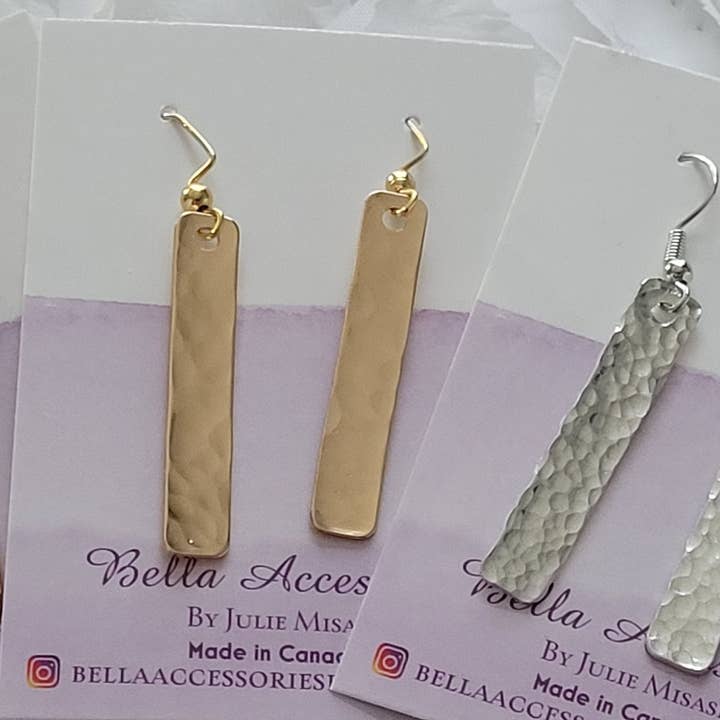 Bella Accessories - Wholesale Dangle Earrings - Dangle Bar Earrings in Copper or Aluminum (Silver)