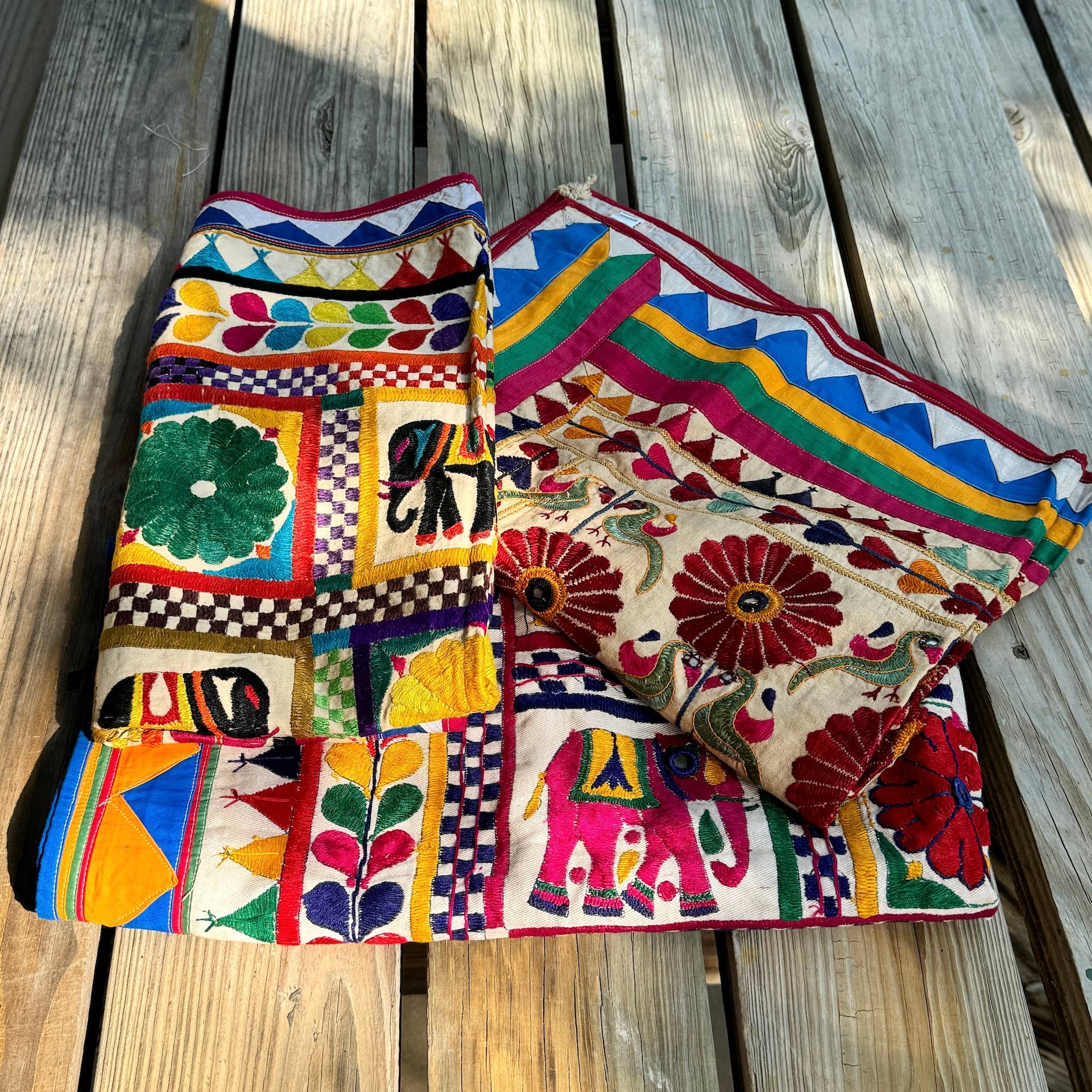 Tesoros Trading Company - Wholesale Tapestry/Textile - Vintage Chakla Folk Art Textile, India6