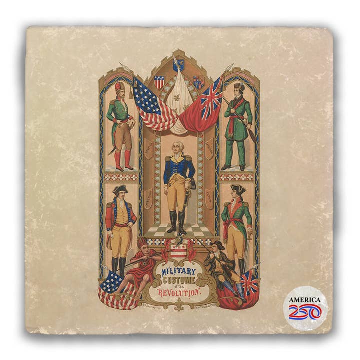 Dessous de verre en pierre tombée "Costume militaire de la Révolution" pour la vente par Nelson Gifts Wholesale
