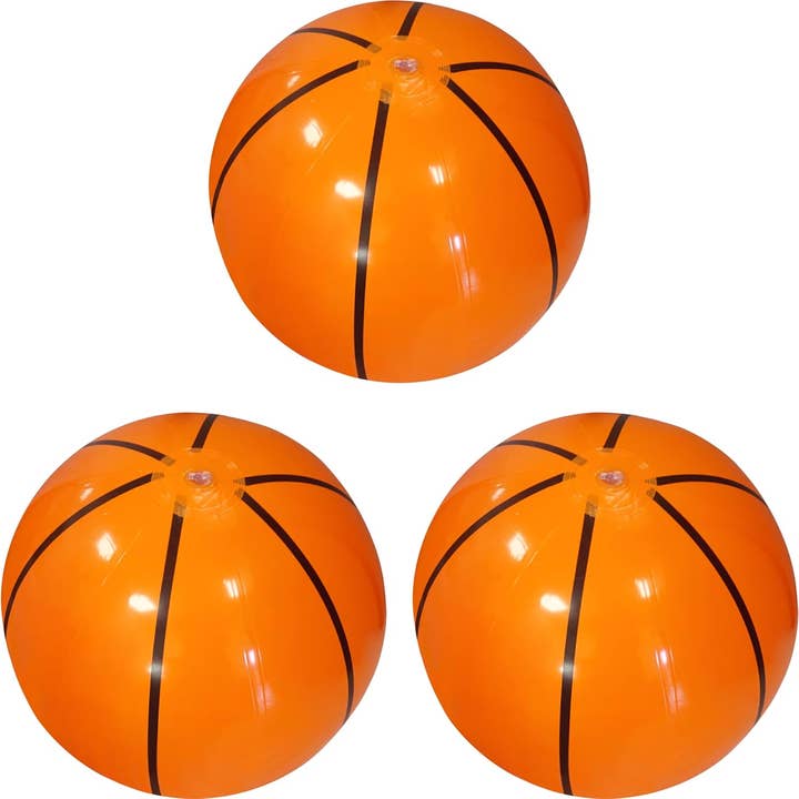 4E's Novelty - Vente Jouet gonflable – enfant et bébé - Lot de 3 ballons de basket gonflables 20" 4E's Novelty – Décorations et fournitures géantes pour fête de basket-ball