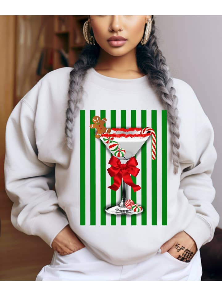 By Jodi LLC - Wholesale Graphic Sweatshirt - Women's - Christmas Merry Tini Tee Sweatshirt Long Sleeve 1