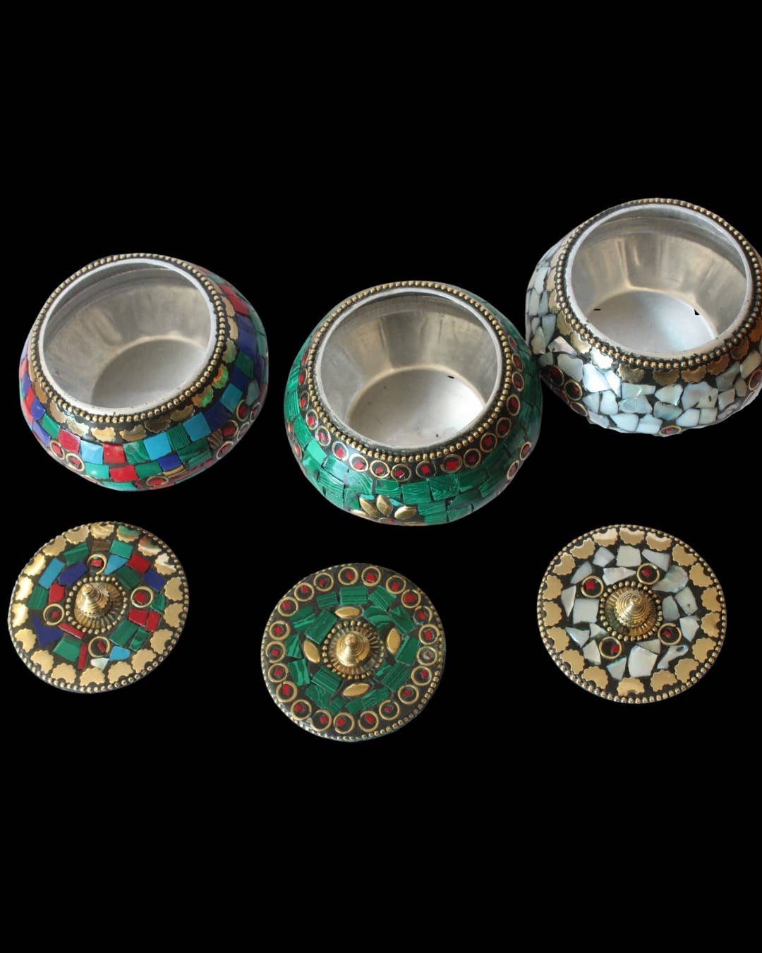 Tika - Wholesale Decorative Box - Mosaic Gem Boxes- Flat Lid (6 pack)3