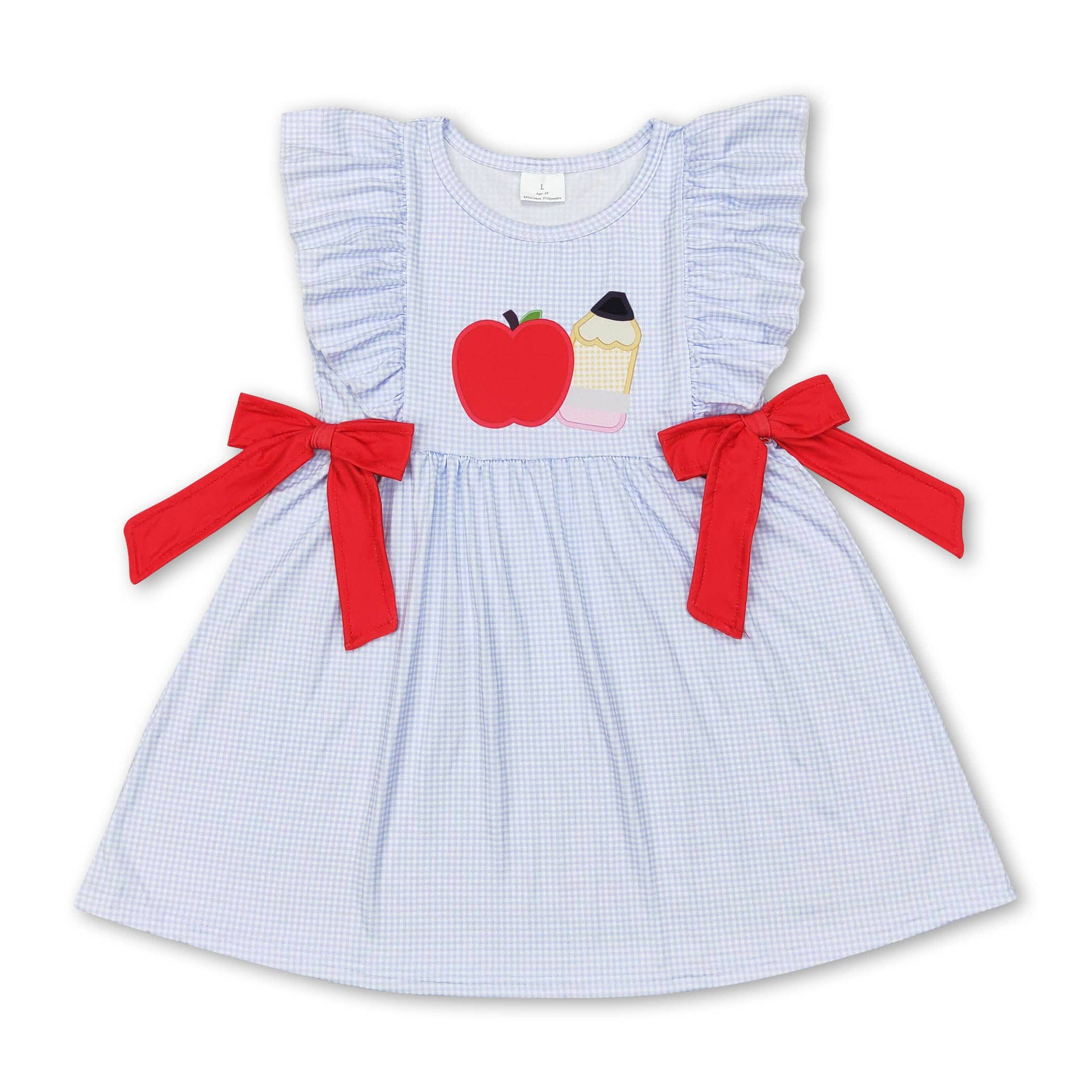 Yawoo Garments - Wholesale Dress - Kids - Flutter sleeves apple pencil girls back to school dress0