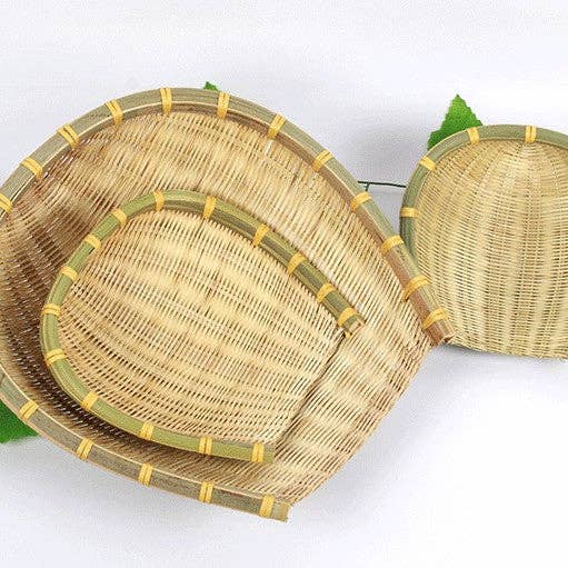 Bamboo woven handmade plates bamboo fruit basket storage multiple use 竹筛子 for wholesale by everythingbamboo