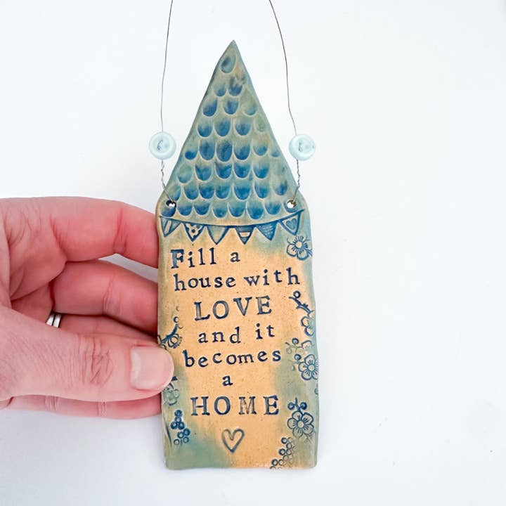 Ceramic House Plaque: Love Makes a Home, Handmade in Wales for wholesale by Love & Lovelier