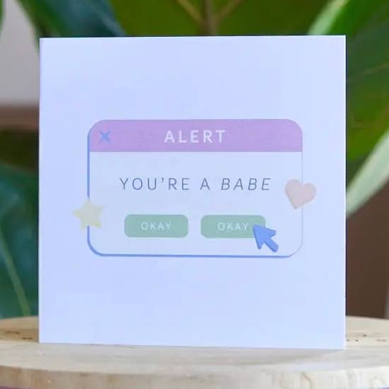 Babe Alert Greeting Card for wholesale by The Forgetful Collective