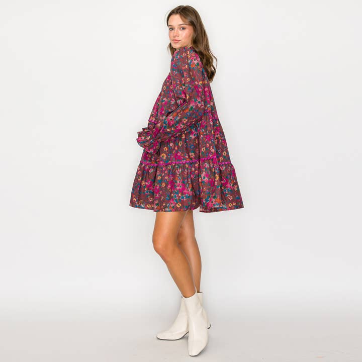 LoveWednesday - Wholesale Dress - Women's - Full Bloom Wild Flower Print Cotton Mini Dress - LWD2637 2