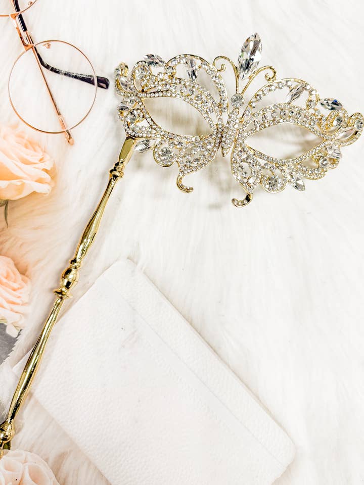 Happy Dream Gifts - Wholesale Verkleedkleren - Dames - Kristallen masker met stok, Prom masker, Met Gala maskerbal masker4