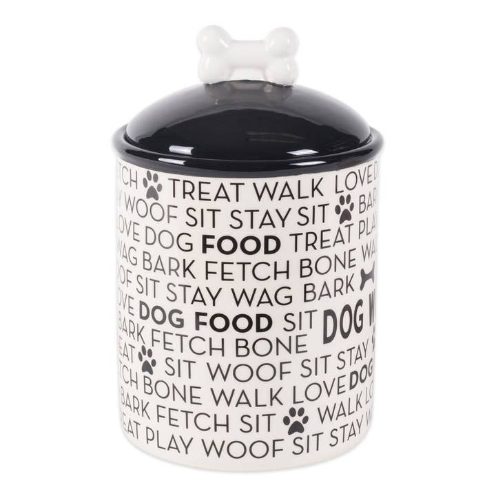 Black Dog Text Ceramic Medium Pet Canister for wholesale by Bone Dry