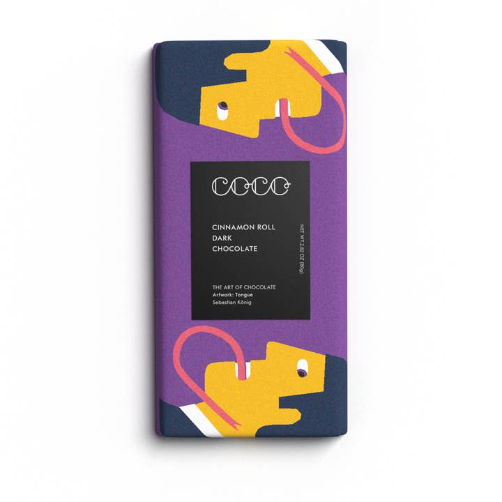 Cinnamon Roll Dark Chocolate Bar 80g (Pack of 12) for wholesale by COCO Chocolatier