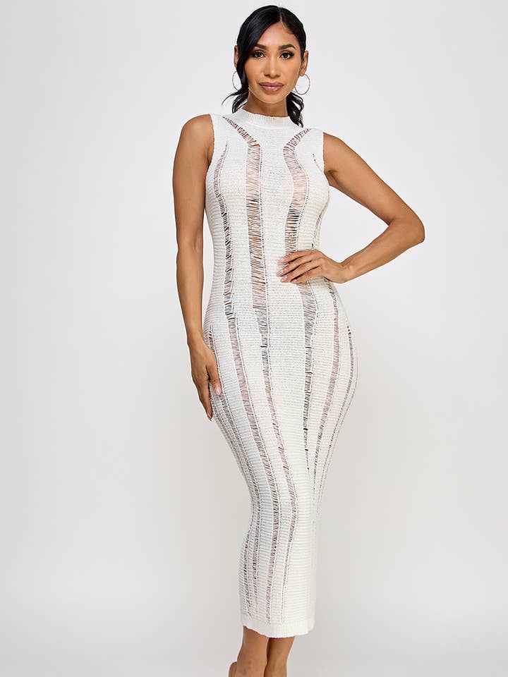 Gebreide mouwloze maxi-jurk als cover-up voor wholesale door Spring Haze Inc.