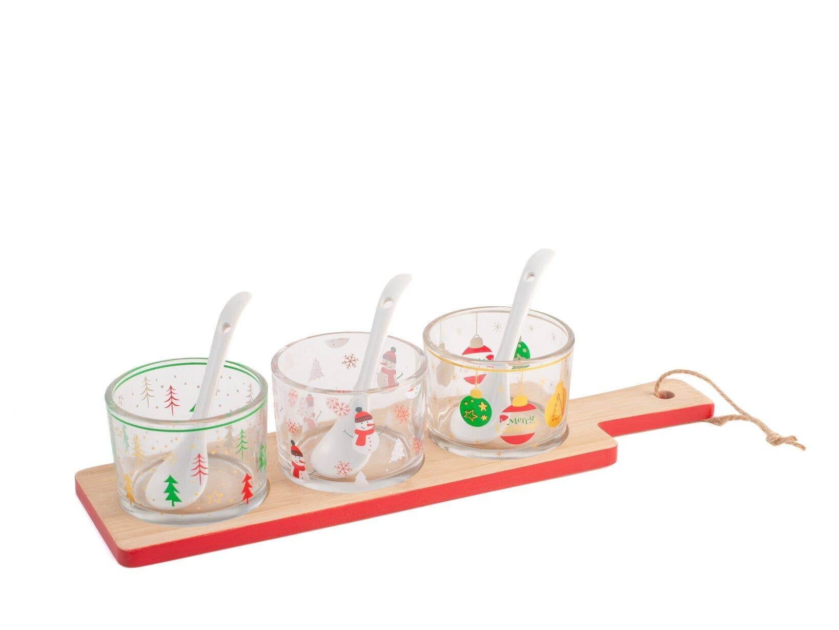 H&H – Engroshandel Serveringsservice til forretter – Juleaperitif sæt med glas og bambusskåle0