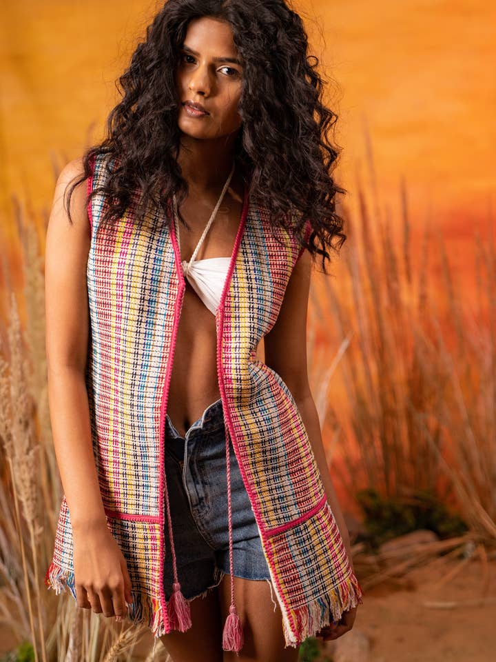 Afro Tweed Flerfarvet Flæsejakke for engroshandel hos Label Reyya