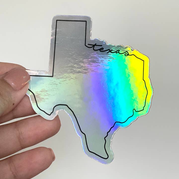 Texas Holographic Sticker for wholesale by Megan Hall Creative