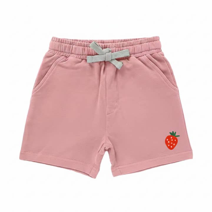 French Terry-shorts - Jordgubb för wholesale av bug + bean kids