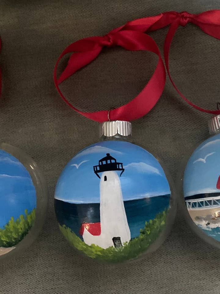 Hand Painted Nantucket Lighthouse ornaments for wholesale by OrnamentsbyAmy
