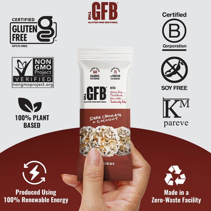 The GFB - Wholesale Snack Bar - The GFB Dark Chocolate Coconut Bites: Individually Wrapped