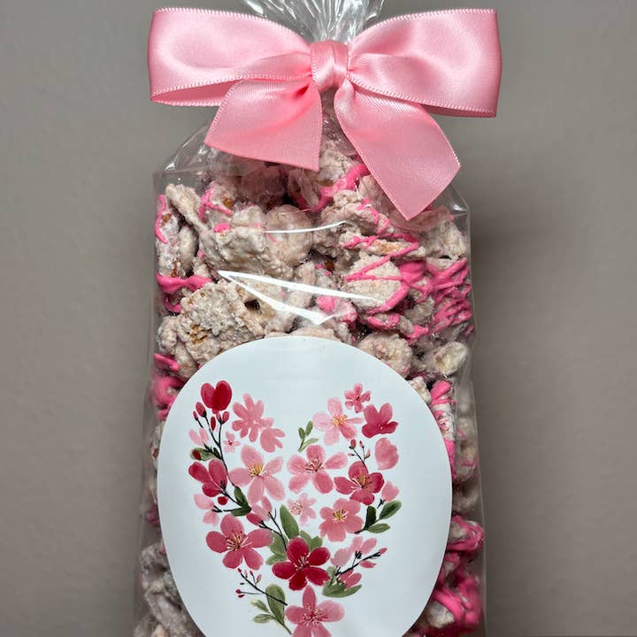 Liefdesnest Snack Mix - 8 oz Decoratieve Zak met Strik & Hart voor wholesale door Oliver Pecan Co.