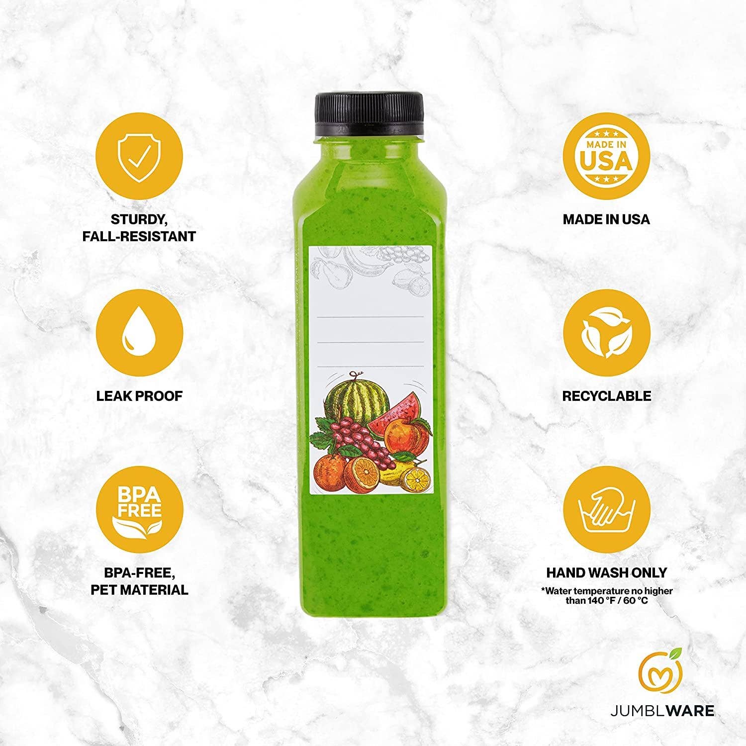 Jumbl - Wholesale Water Bottle - 16 fl oz. Reusable Clear Plastic Bottles with Caps, 20 Pcs.2