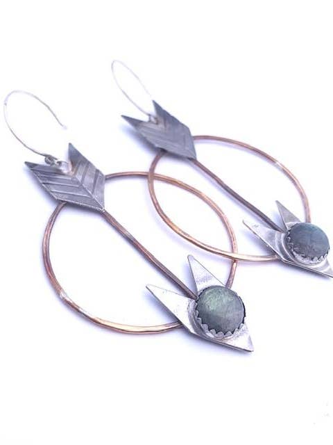 Turquoise Arrows Circle Earrings for wholesale by Union Studio Metals