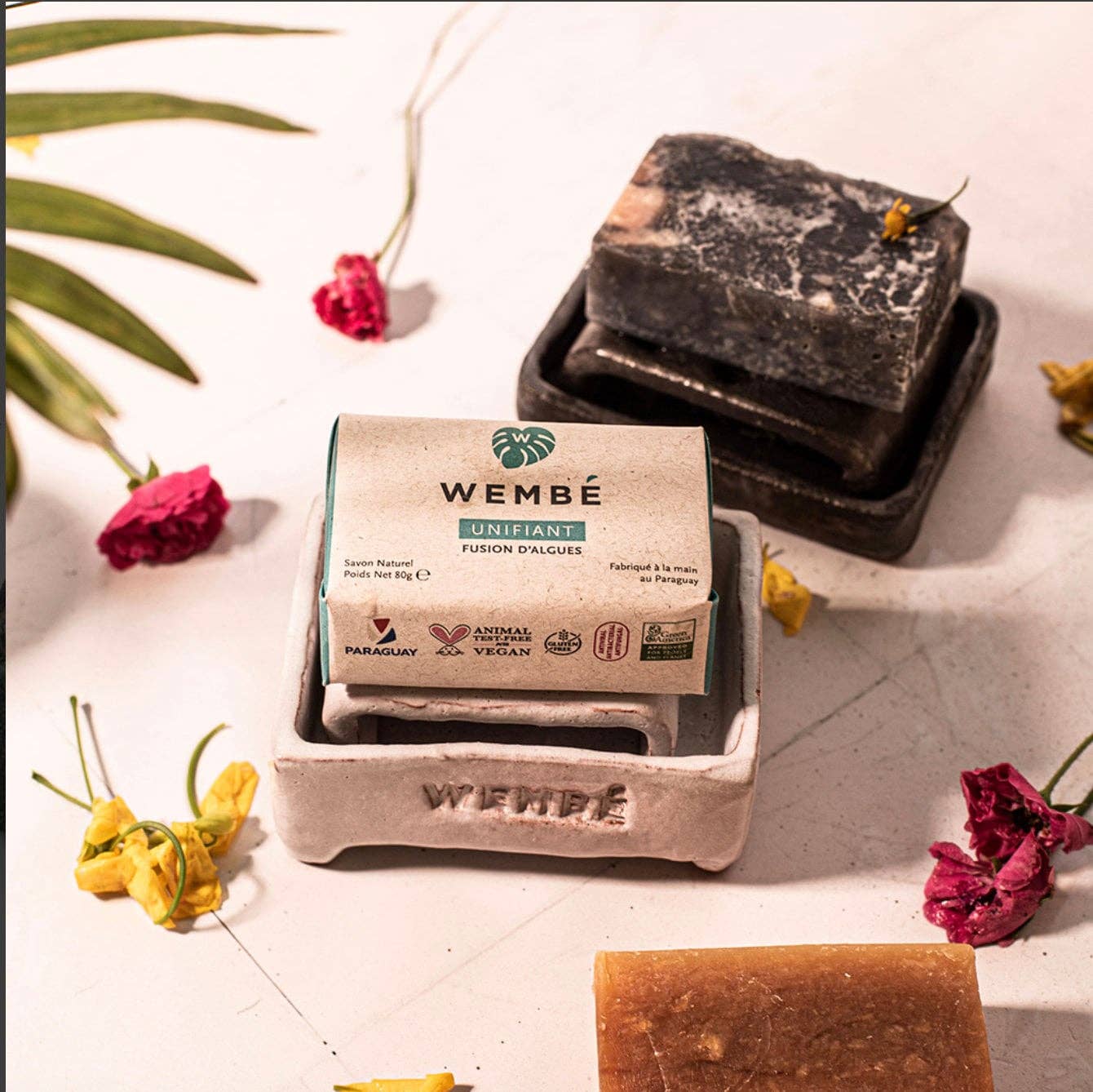 WEMBE USA - Vente Porte-savons de bain - Porte-savon artisanal en argile rouge terracotta2