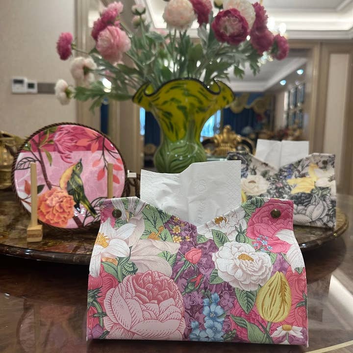 ACCITY - Wholesale Tissue Box - CREATIVE OIL PAINTING FLOWER LEATHER TISSUE BOX_CWMM22422