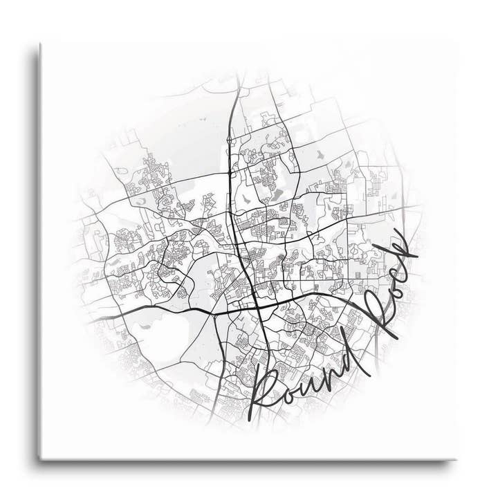 Minimalistic B&W Texas Round Rock Ci|12x12 Glass Plaque for wholesale by Love Local