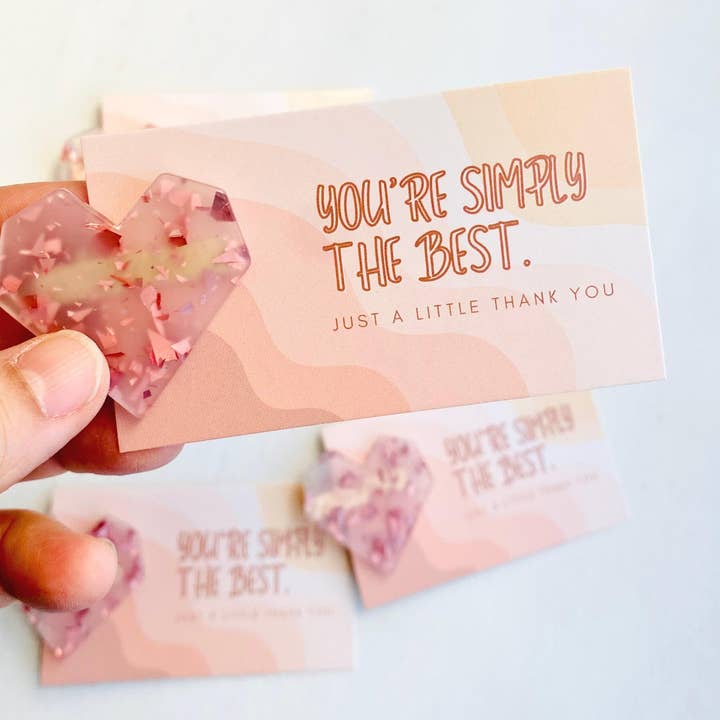 Tiny Gift Society - Wholesale Hair Clip - Women's - Thank You Gifts Pink Heart Hair Clip | You're the Best Card5